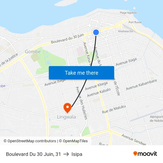 Boulevard Du 30 Juin, 31 to Isipa map