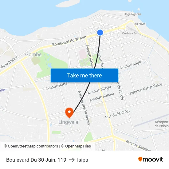 Boulevard Du 30 Juin, 119 to Isipa map