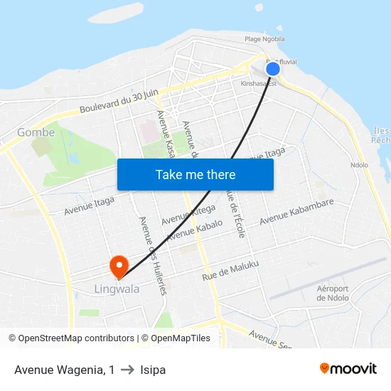 Avenue Wagenia, 1 to Isipa map