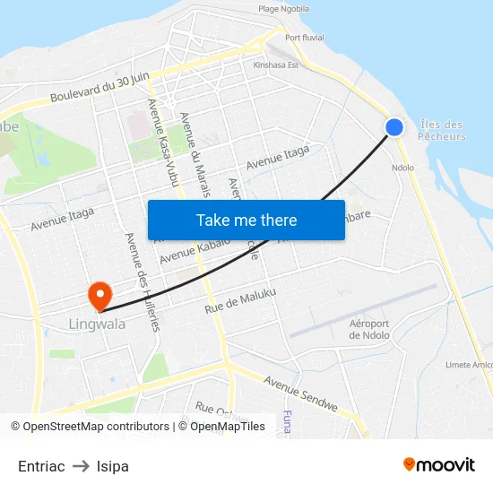 Entriac to Isipa map