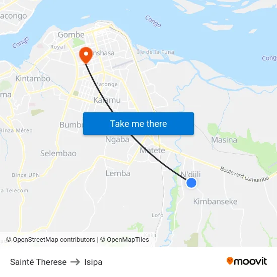 Sainté Therese to Isipa map