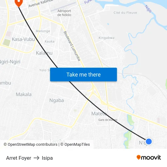 Arret Foyer to Isipa map