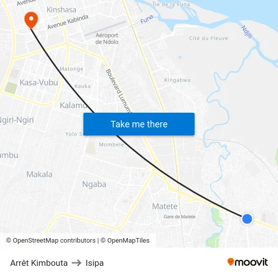 Arrêt Kimbouta to Isipa map