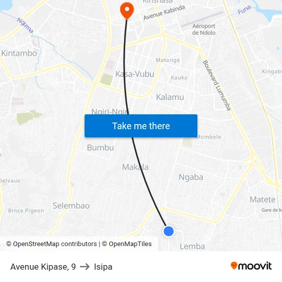 Avenue Kipase, 9 to Isipa map