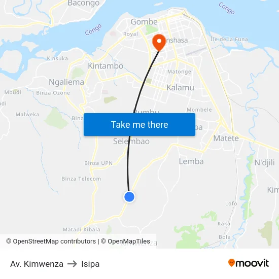 Av. Kimwenza to Isipa map
