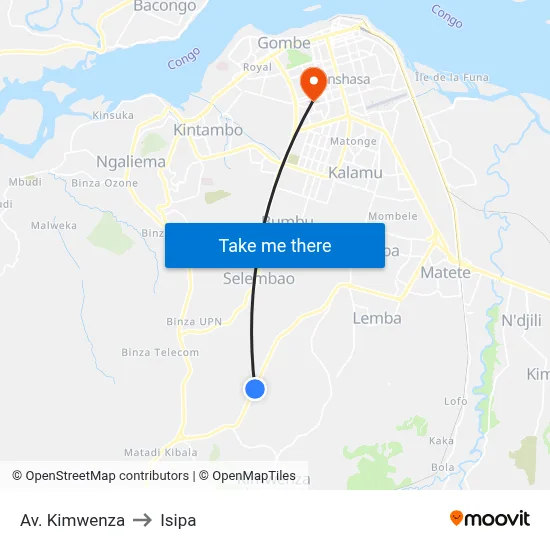 Av. Kimwenza to Isipa map