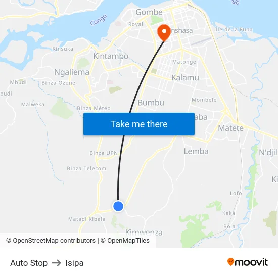 Auto Stop to Isipa map