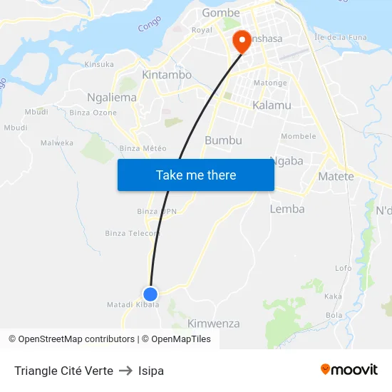 Triangle Cité Verte to Isipa map