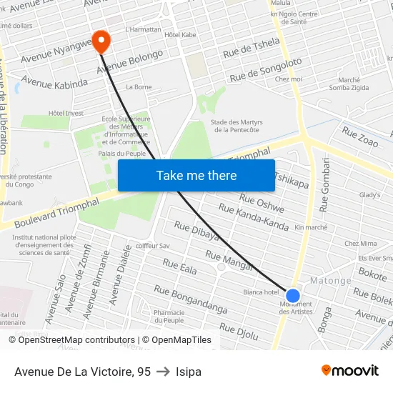 Avenue De La Victoire, 95 to Isipa map