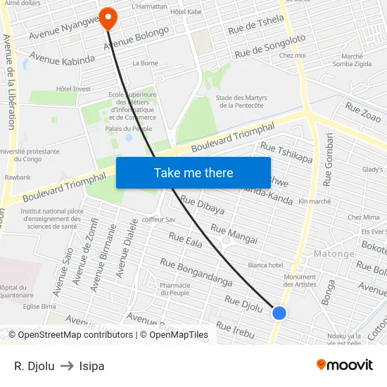 R. Djolu to Isipa map