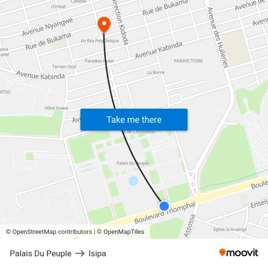Palais Du Peuple to Isipa map