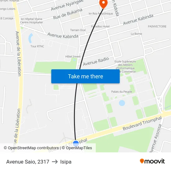 Avenue Saio, 2317 to Isipa map