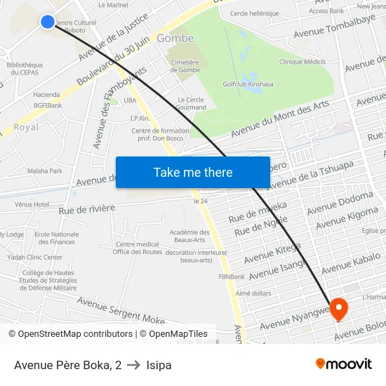 Avenue Père Boka, 2 to Isipa map