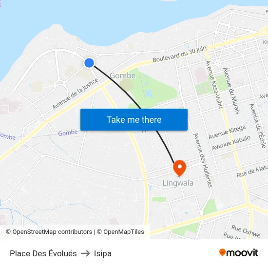 Place Des Évolués to Isipa map