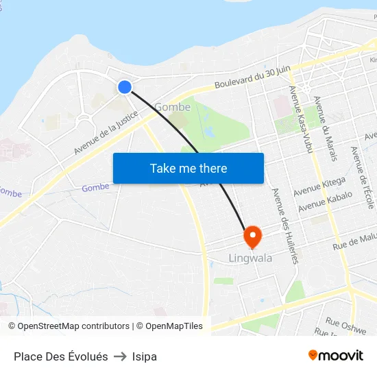 Place Des Évolués to Isipa map