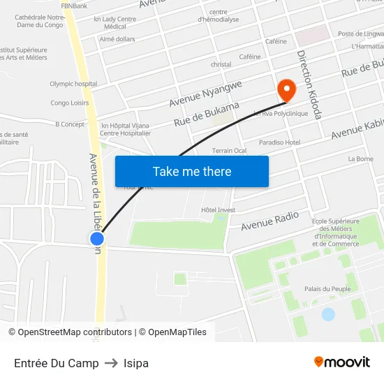 Entrée Du Camp to Isipa map