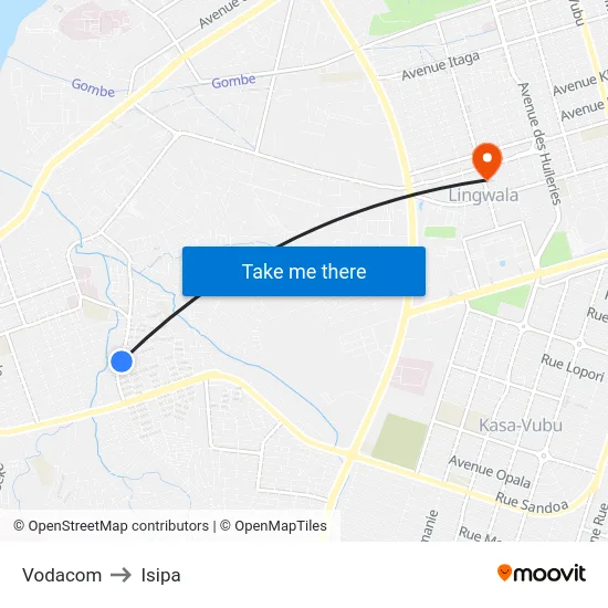 Vodacom to Isipa map