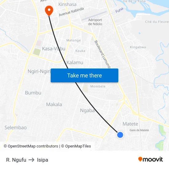 R. Ngufu to Isipa map