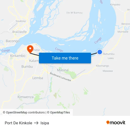 Port De Kinkole to Isipa map