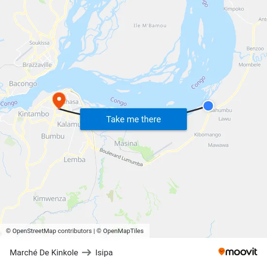 Marché De Kinkole to Isipa map