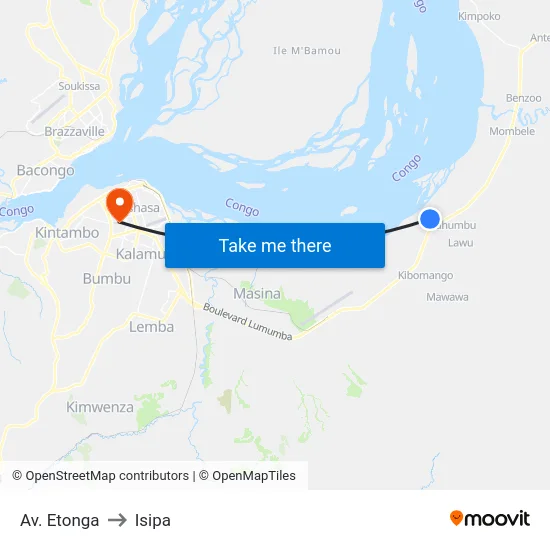 Av. Etonga to Isipa map