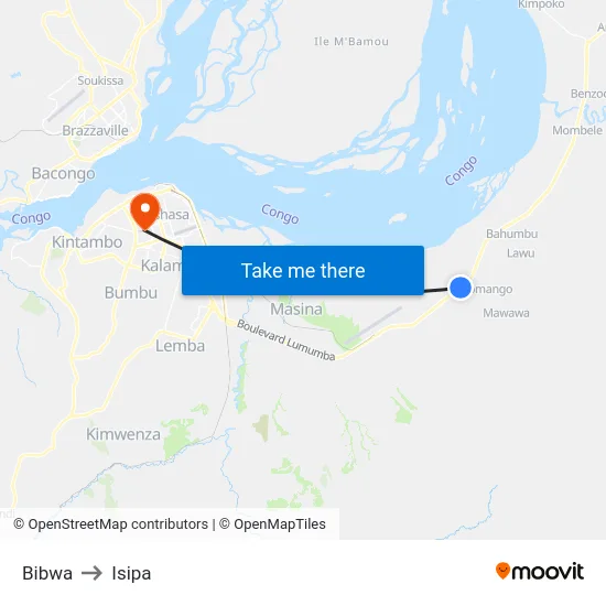 Bibwa to Isipa map