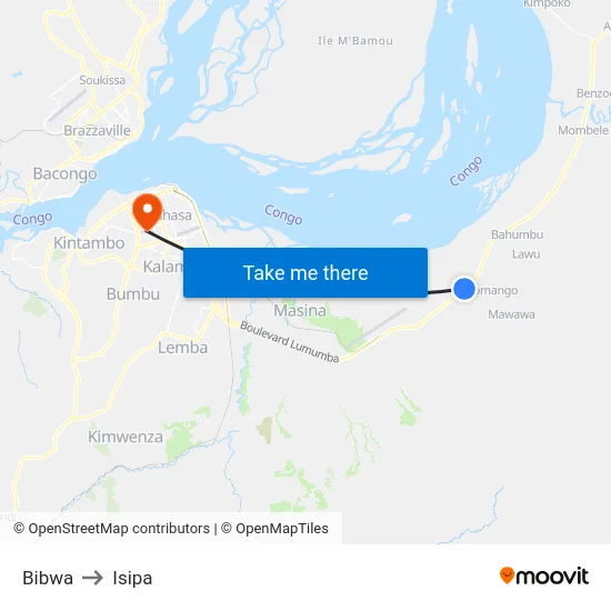 Bibwa to Isipa map