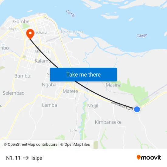N1, 11 to Isipa map