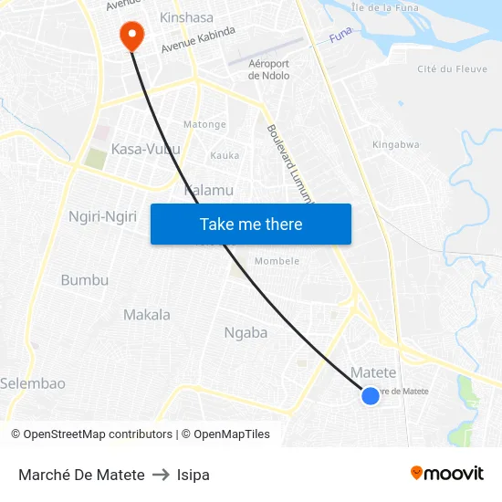Marché De Matete to Isipa map