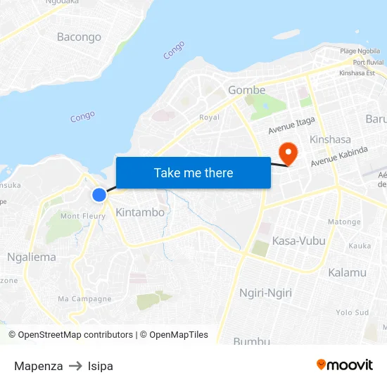 Mapenza to Isipa map