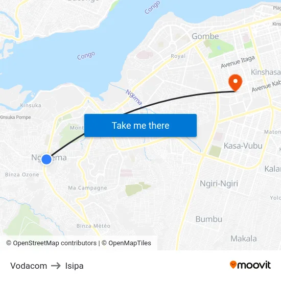 Vodacom to Isipa map