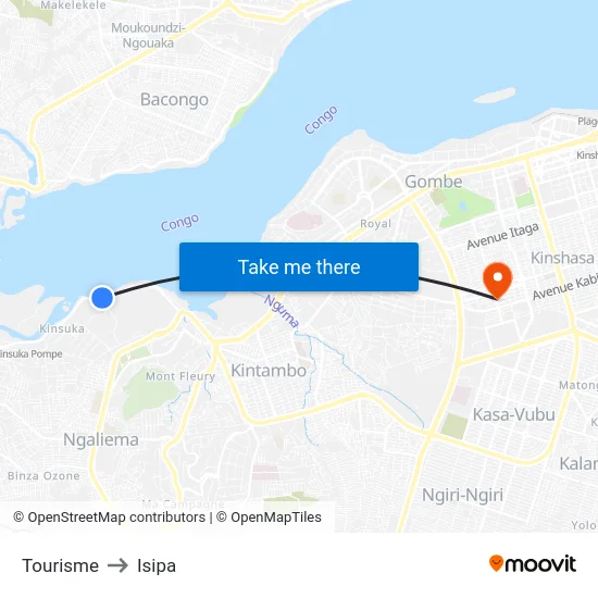 Tourisme to Isipa map