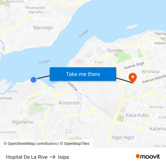 Hopital De La Rive to Isipa map