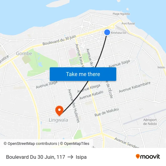 Boulevard Du 30 Juin, 117 to Isipa map