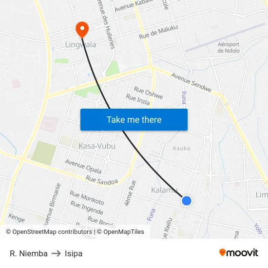 R. Niemba to Isipa map