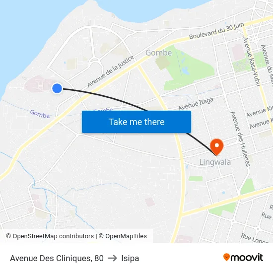 Avenue Des Cliniques, 80 to Isipa map