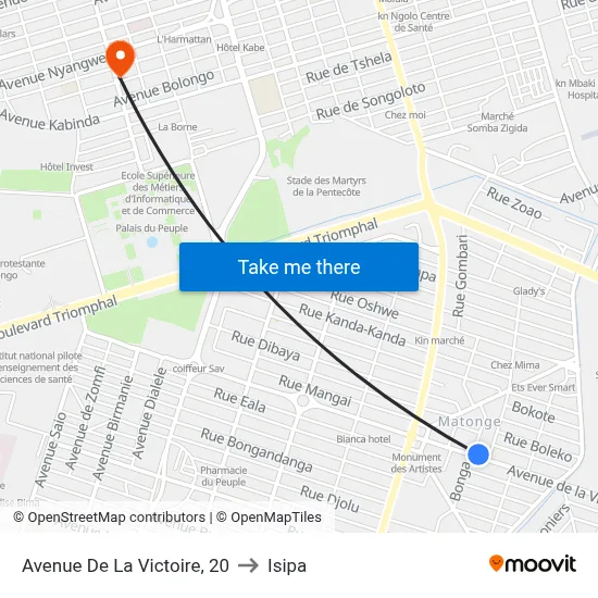 Avenue De La Victoire, 20 to Isipa map