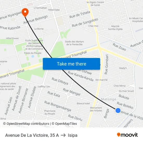 Avenue De La Victoire, 35 A to Isipa map