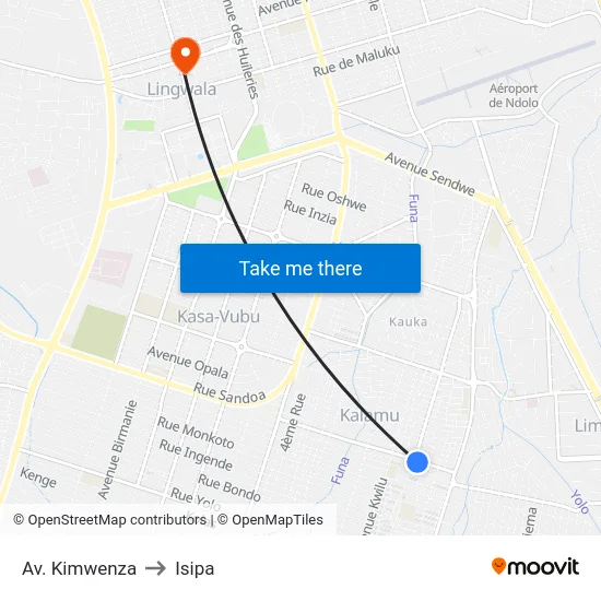 Av. Kimwenza to Isipa map
