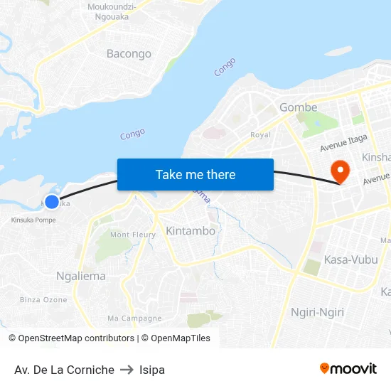 Av. De La Corniche to Isipa map