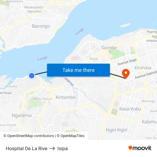 Hospital De La Rive to Isipa map
