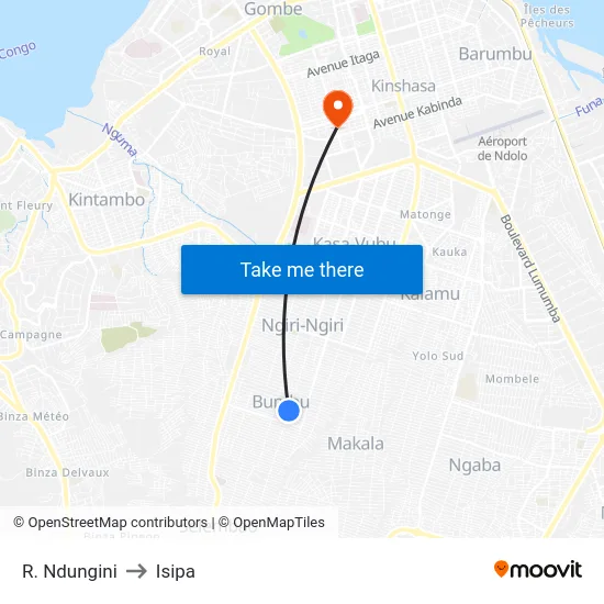 R. Ndungini to Isipa map