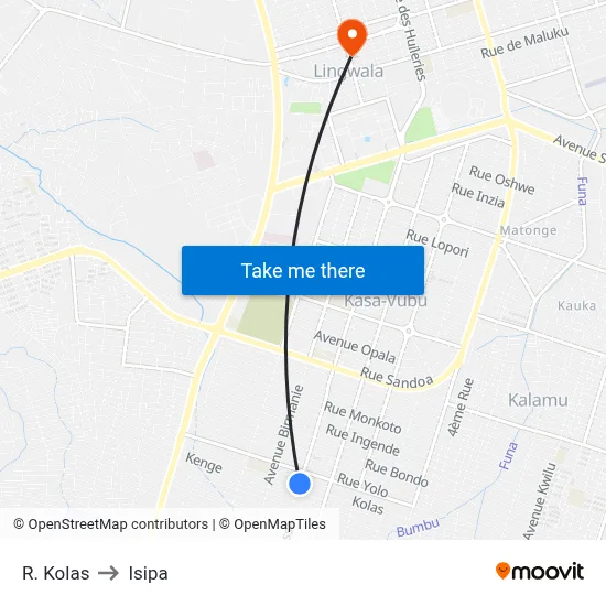 R. Kolas to Isipa map