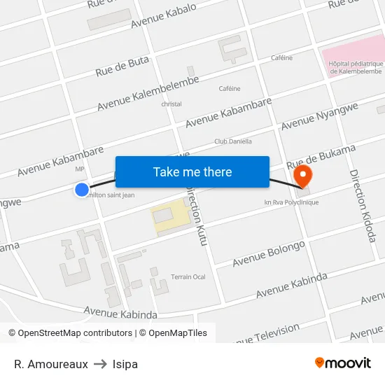 R. Amoureaux to Isipa map