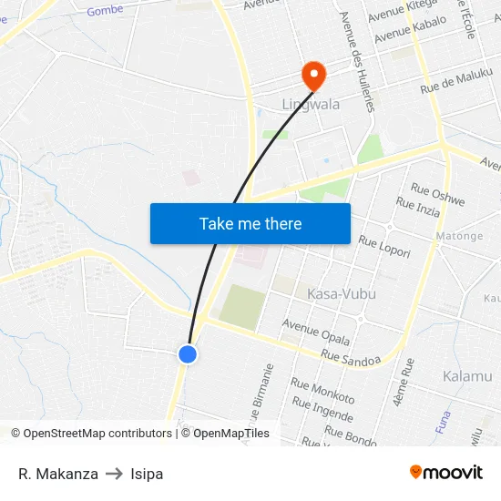 R. Makanza to Isipa map