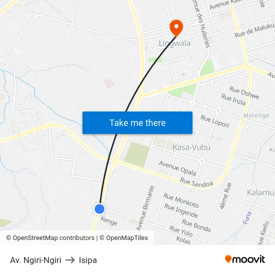 Av. Ngiri-Ngiri to Isipa map