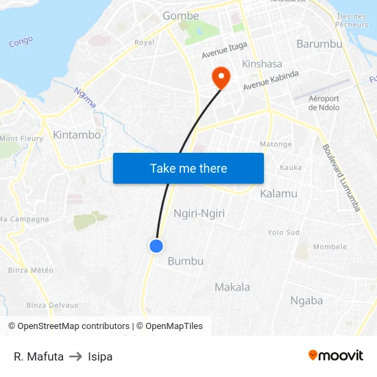 R. Mafuta to Isipa map