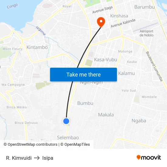 R. Kimvuidi to Isipa map