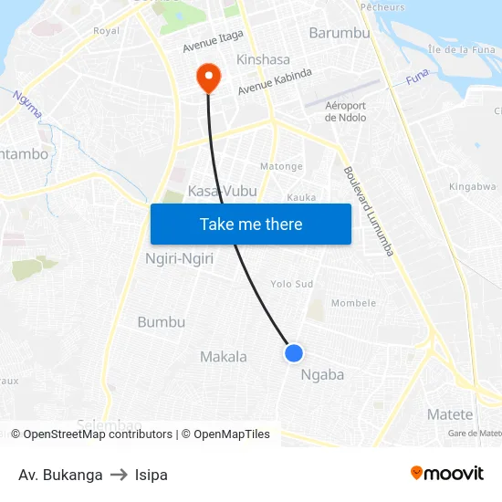Av. Bukanga to Isipa map