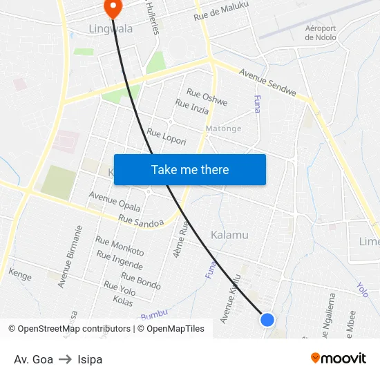 Av. Goa to Isipa map